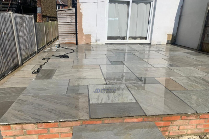 Raised-Slabbed-Patio-with-Brick-Wall-in-Maidstone-Kent-7